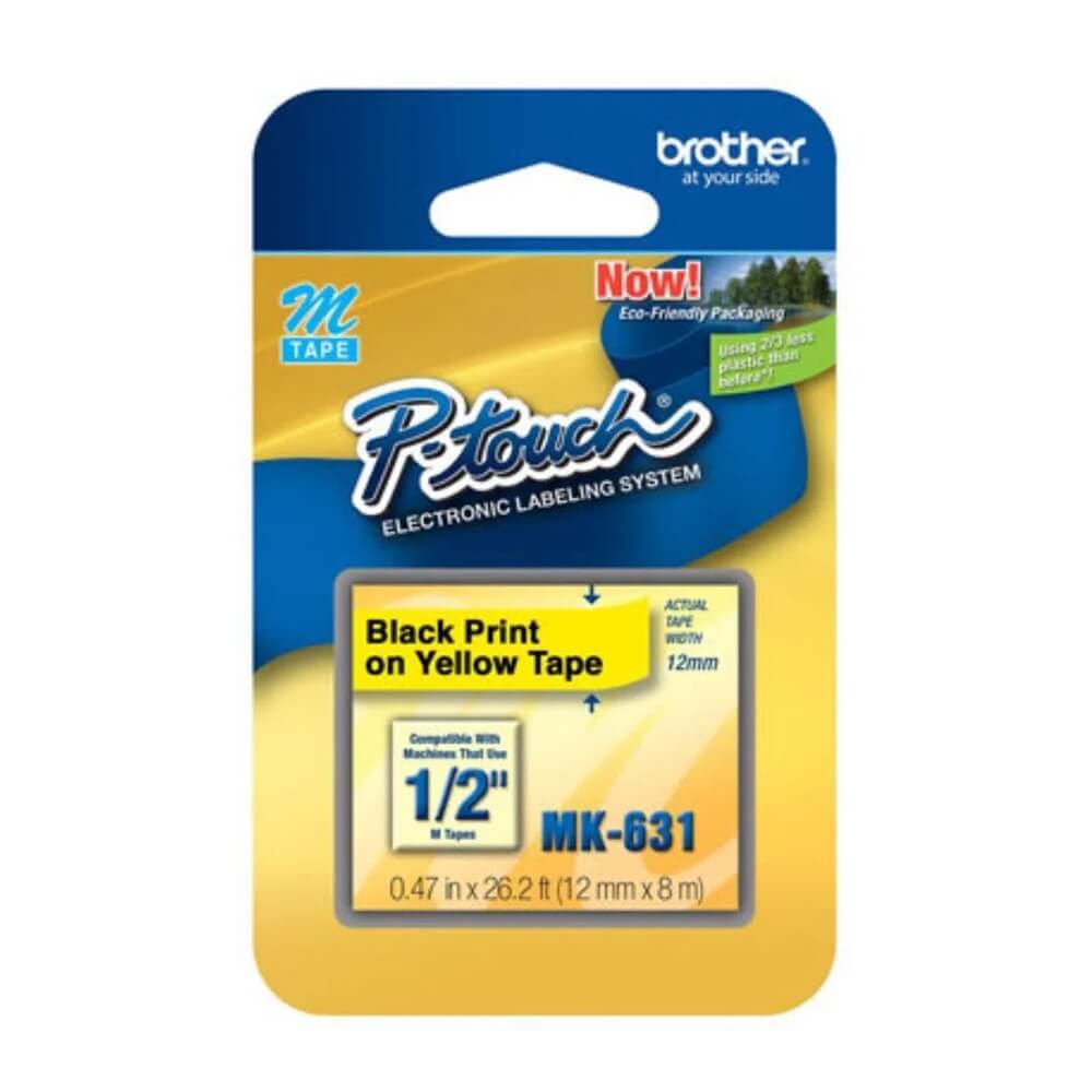 Fita Brother MK-631 12mm Preto/Amarelo - Impressorajato